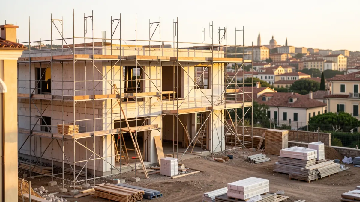 Generic image of a health center under construction with delays.
