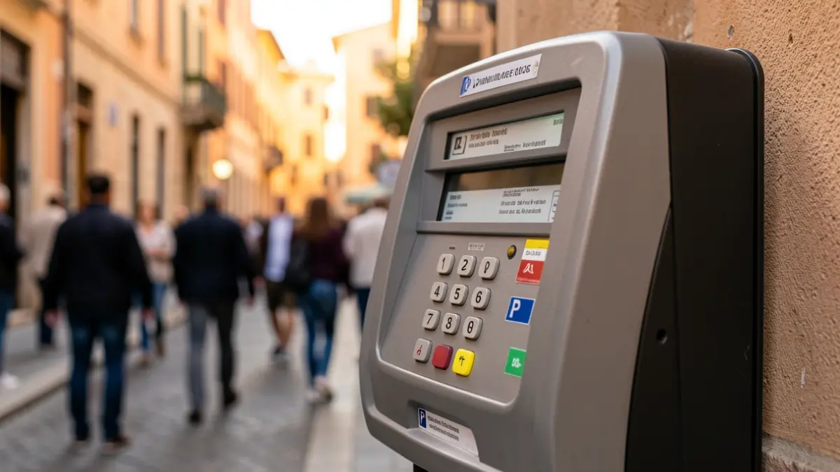 Imagen genérica de una máquina de tickets de aparcamiento en un entorno urbano.
