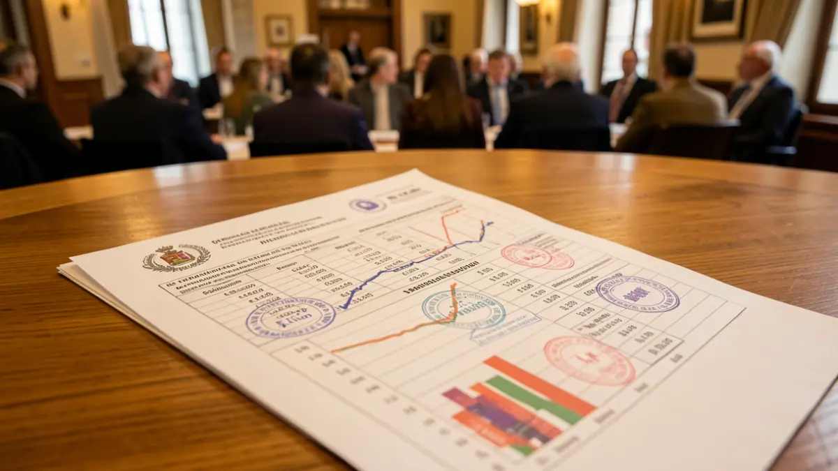 Generic image of a Spanish municipal budget document with official seals.