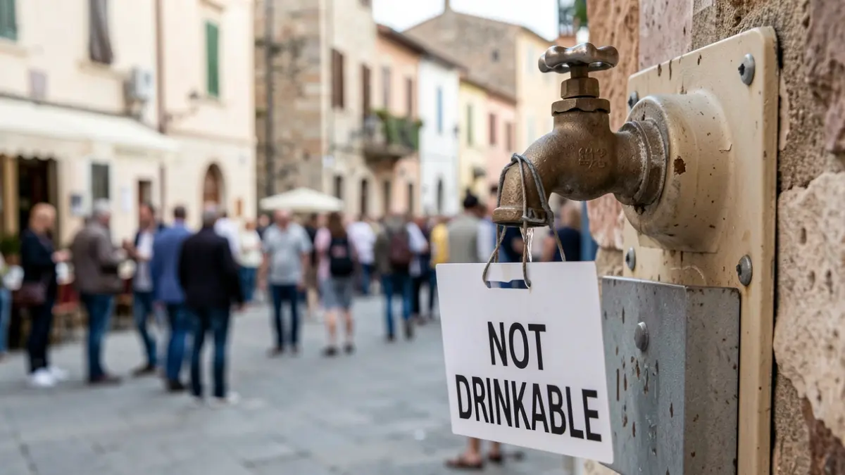 Imagen genérica de un grifo con un cartel de 'no potable'.