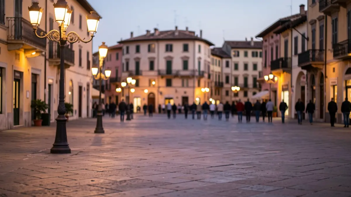 Generic image of a Mediterranean urban square at dusk.