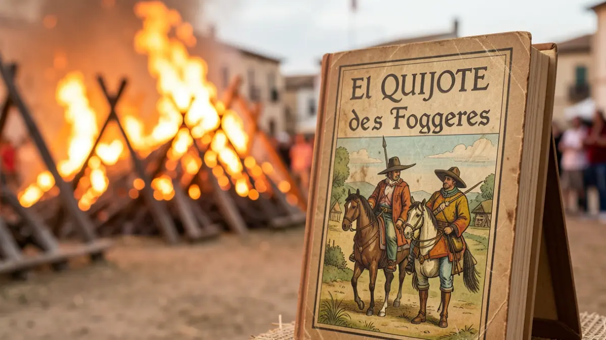 Imagen genérica de un libreto antiguo de las Hogueras con motivos quijotescos.