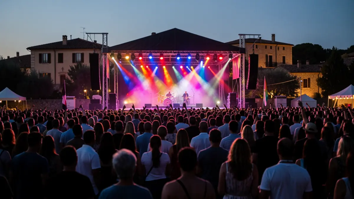 Generic image of a music festival in Valencia with a lit stage and audience.