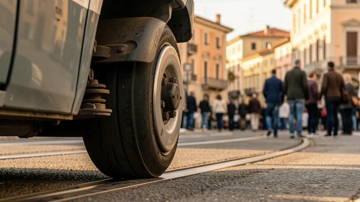 Generic image of a tram in operation in a Mediterranean city.