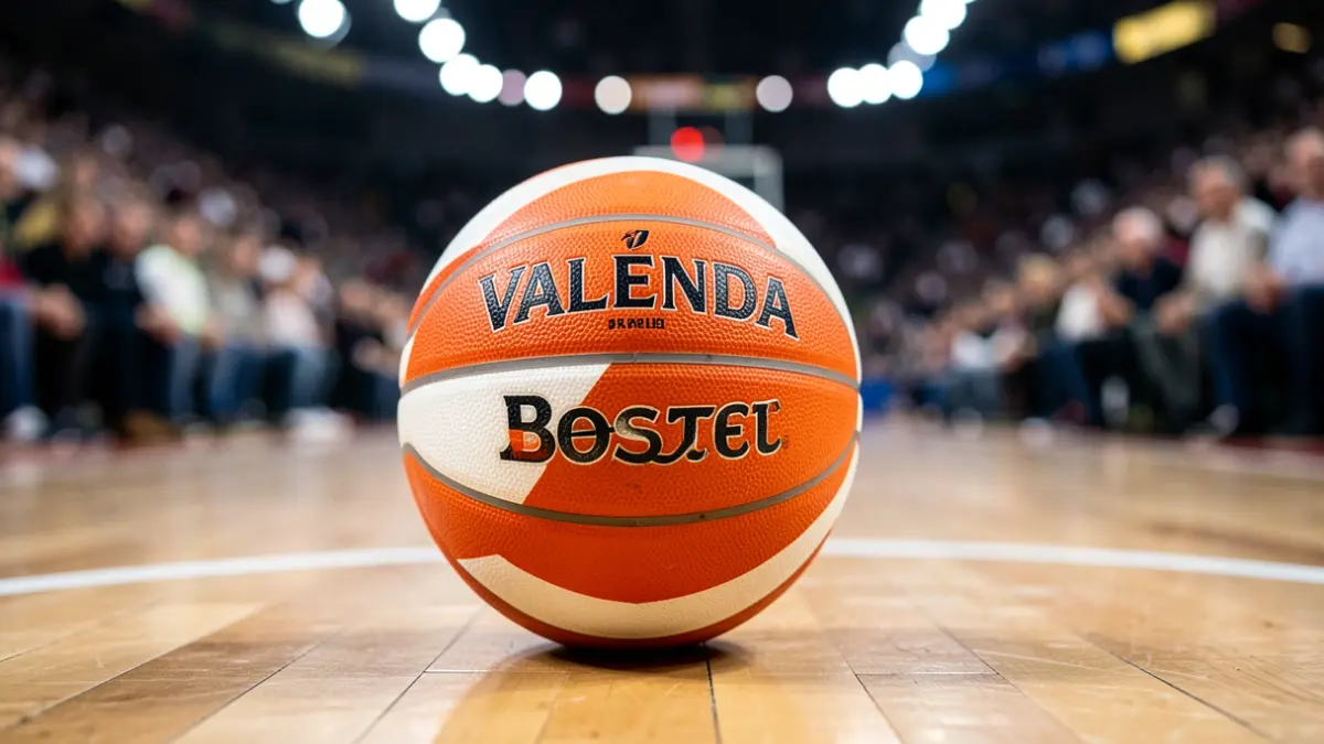Imatge genèrica d'una pilota de bàsquet amb els colors del València Basket.