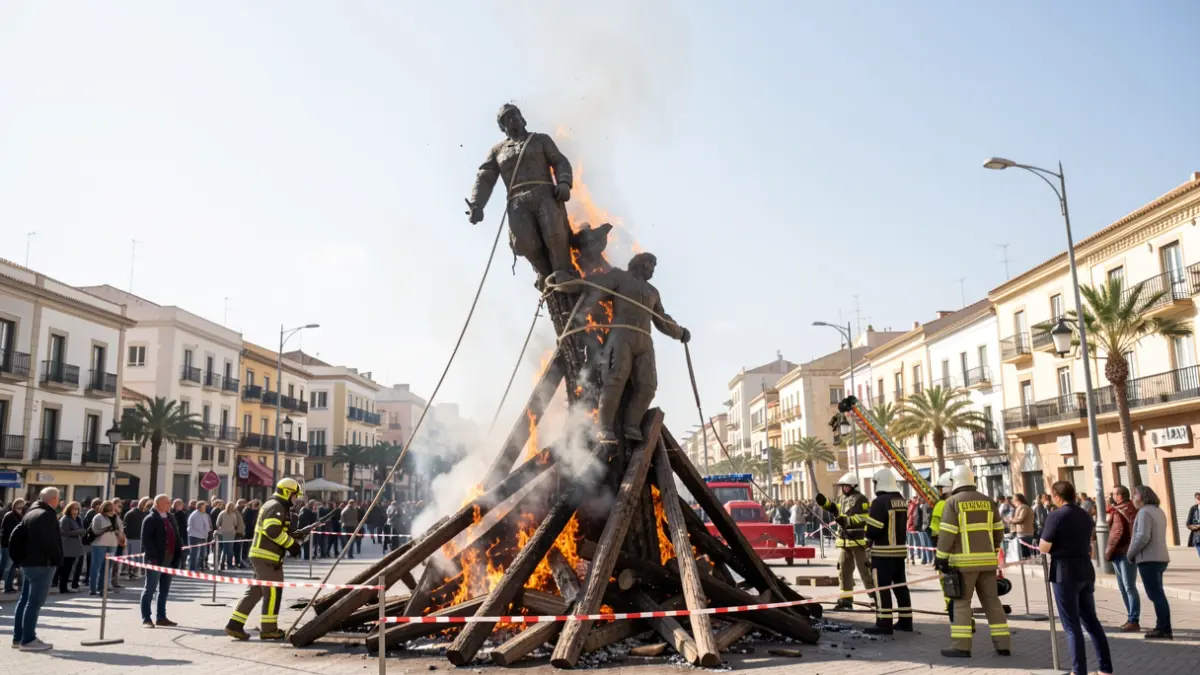 Generic image of a bonfire with wind damage.
