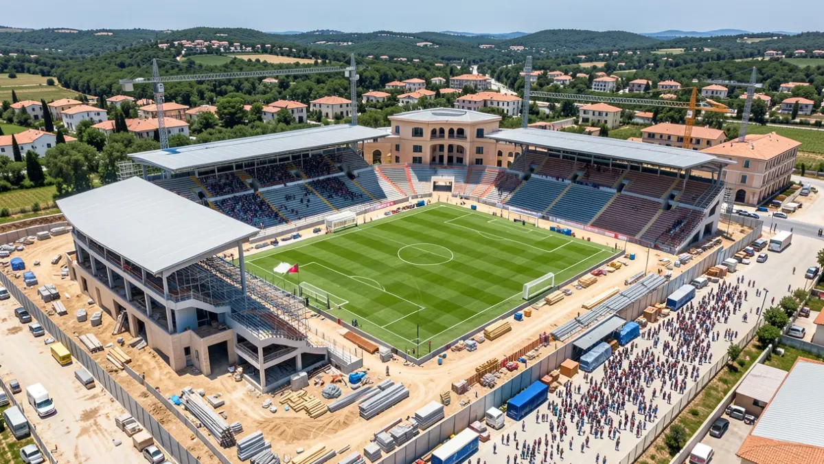 Imatge genèrica d'un estadi de futbol en obres.