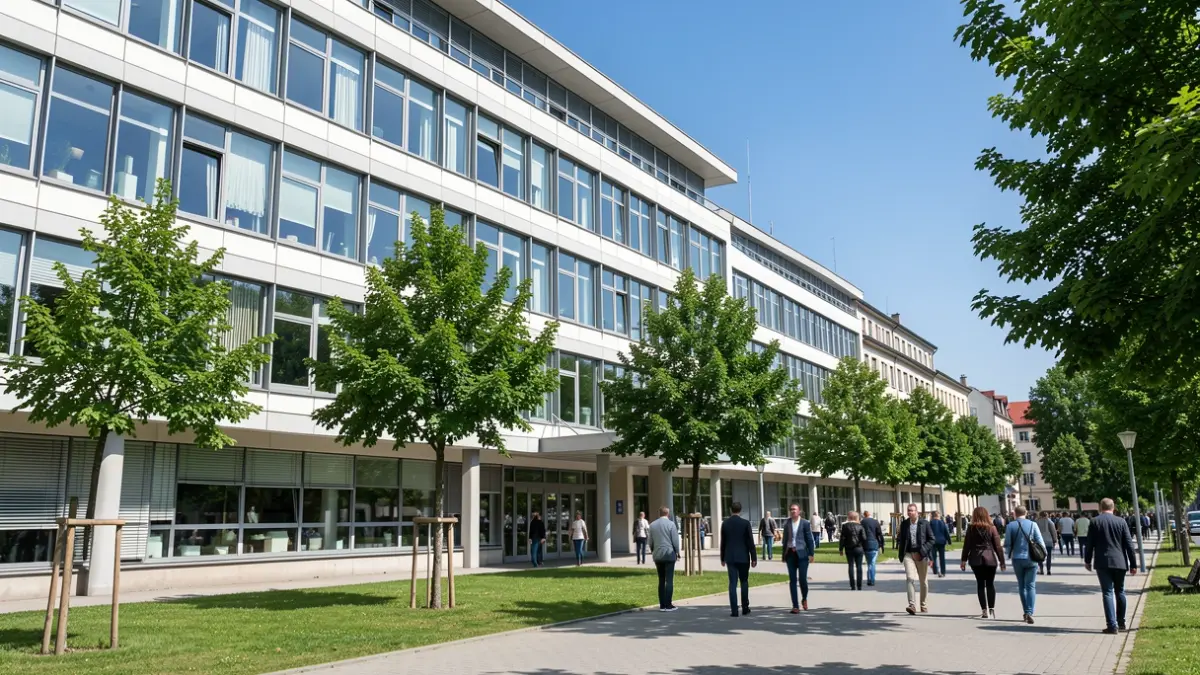 Generic image of a modern hospital.