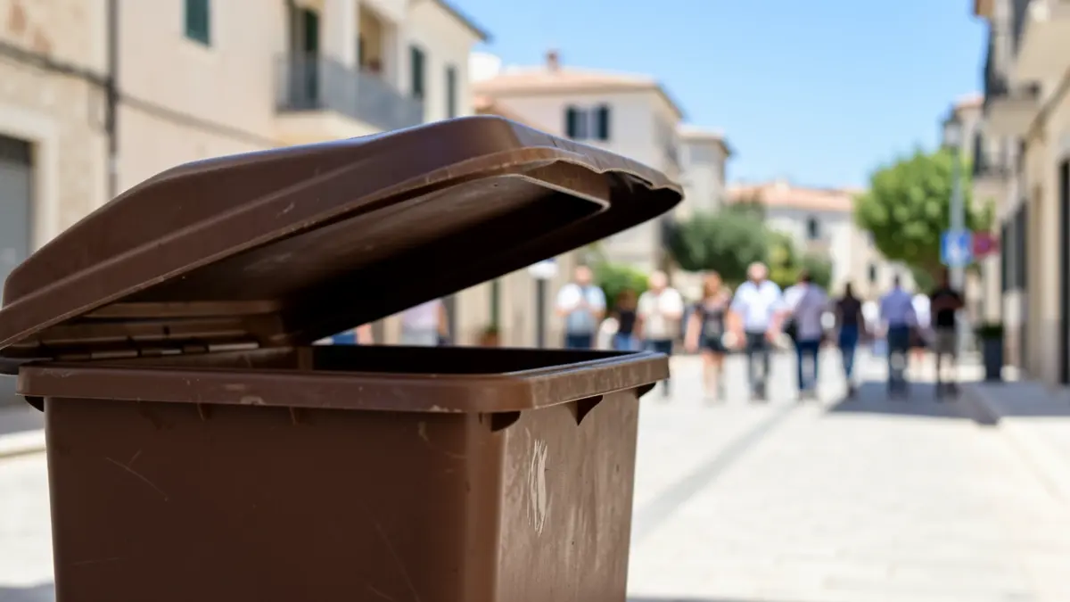 Imatge genèrica d'un contenidor marró per a residus orgànics en un carrer net.