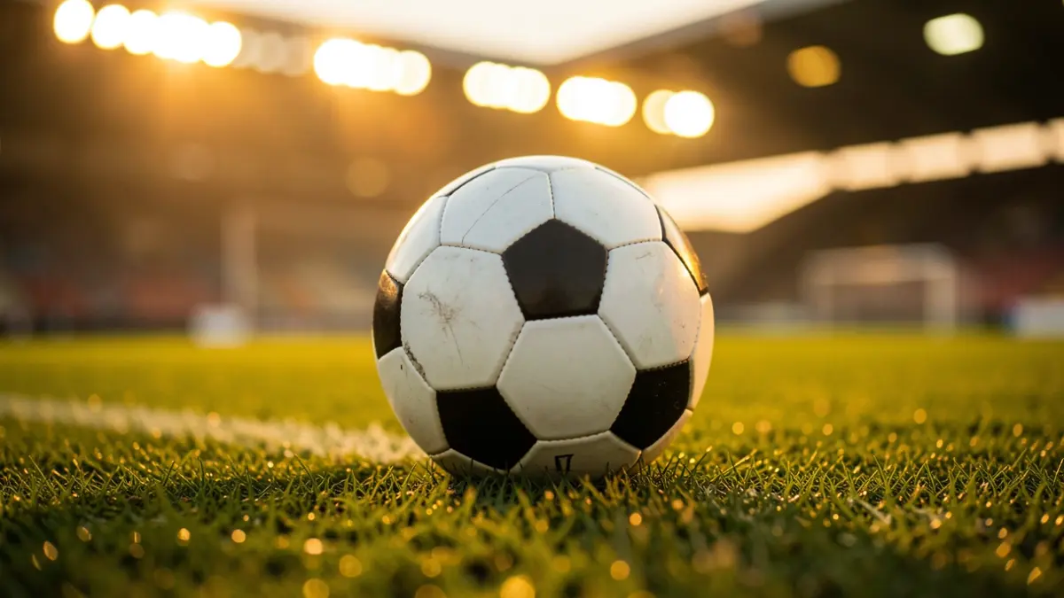 Generic image of a soccer ball on a stadium pitch.