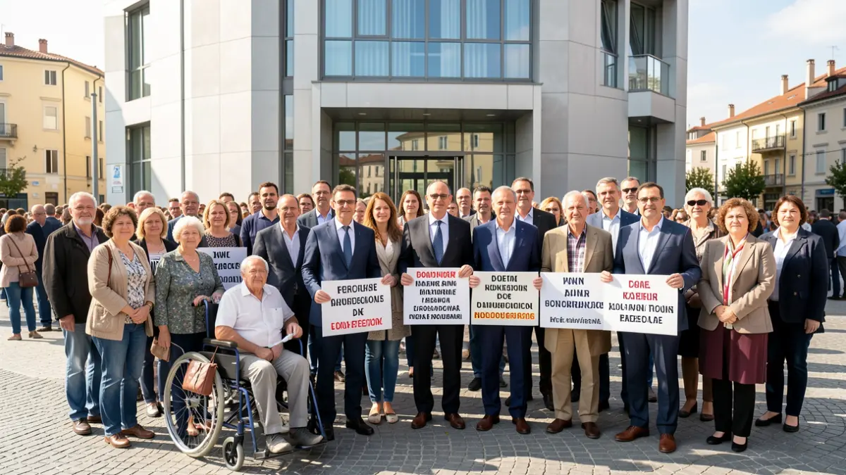 Imatge genèrica de persones amb discapacitat i polítics reclamant recursos.