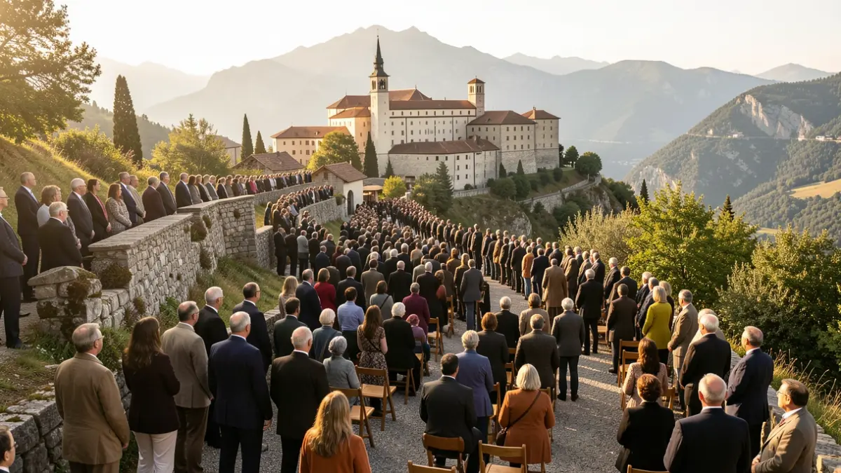Generic image of faithful awaiting a papal visit in Montserrat.