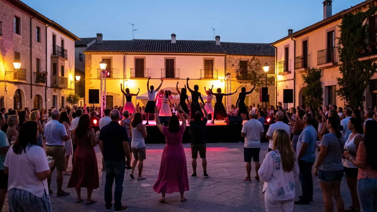 Imatge genèrica d'un festival de dansa en una plaça mediterrània al capvespre.