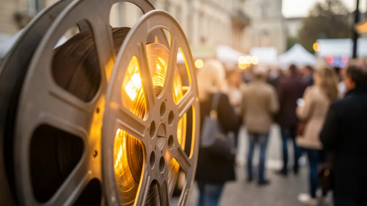 Generic image of an illuminated film reel.