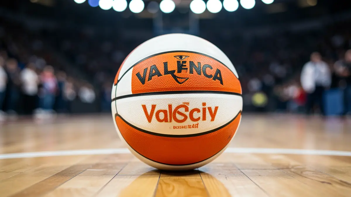 Imatge genèrica d'una pilota de bàsquet amb els colors del València Basket.