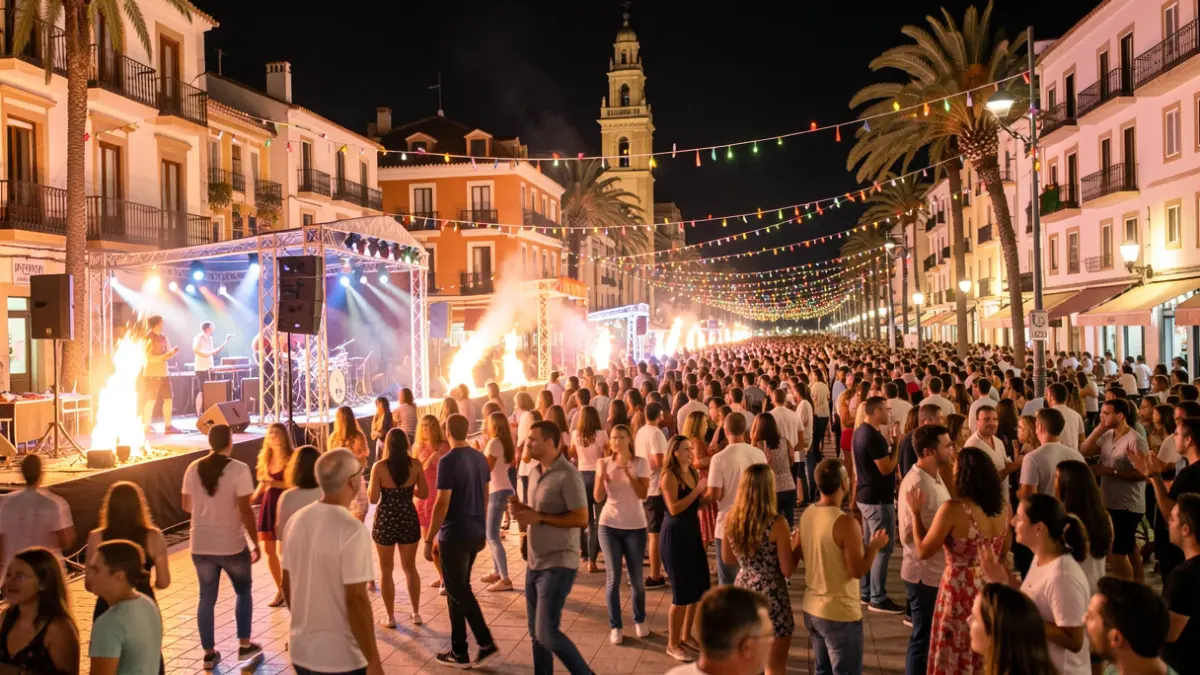Imatge genèrica de la festa nocturna de les Fogueres a Alacant, amb ambient festiu i música.