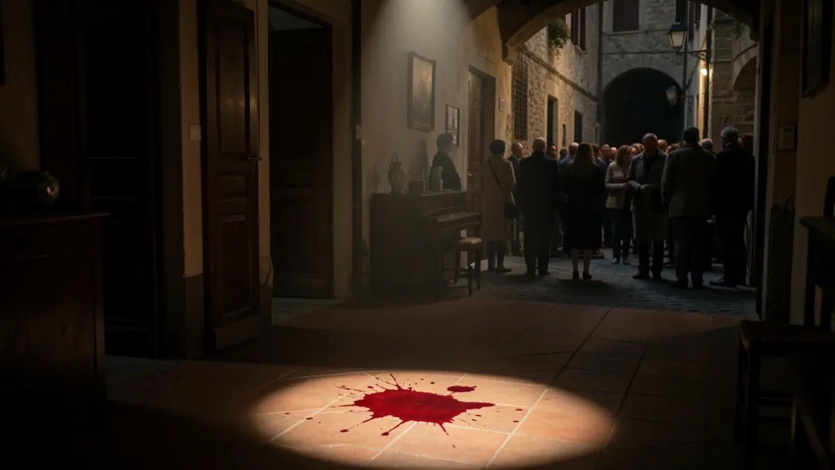Generic image of an interior with a bloodstain on the floor.