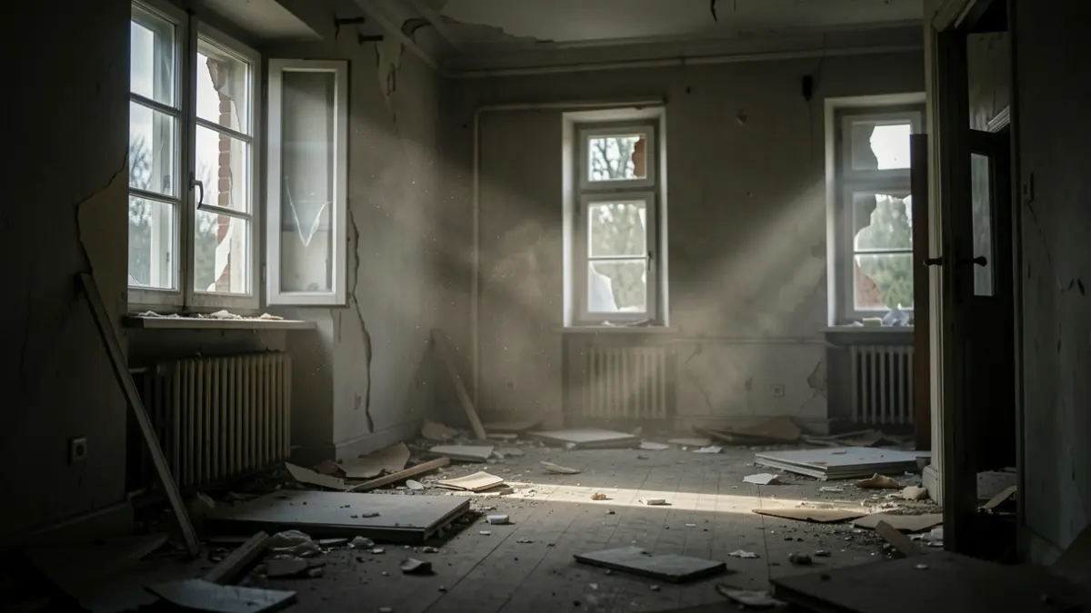 Imagen genérica de una casa abandonada con signos de violencia.