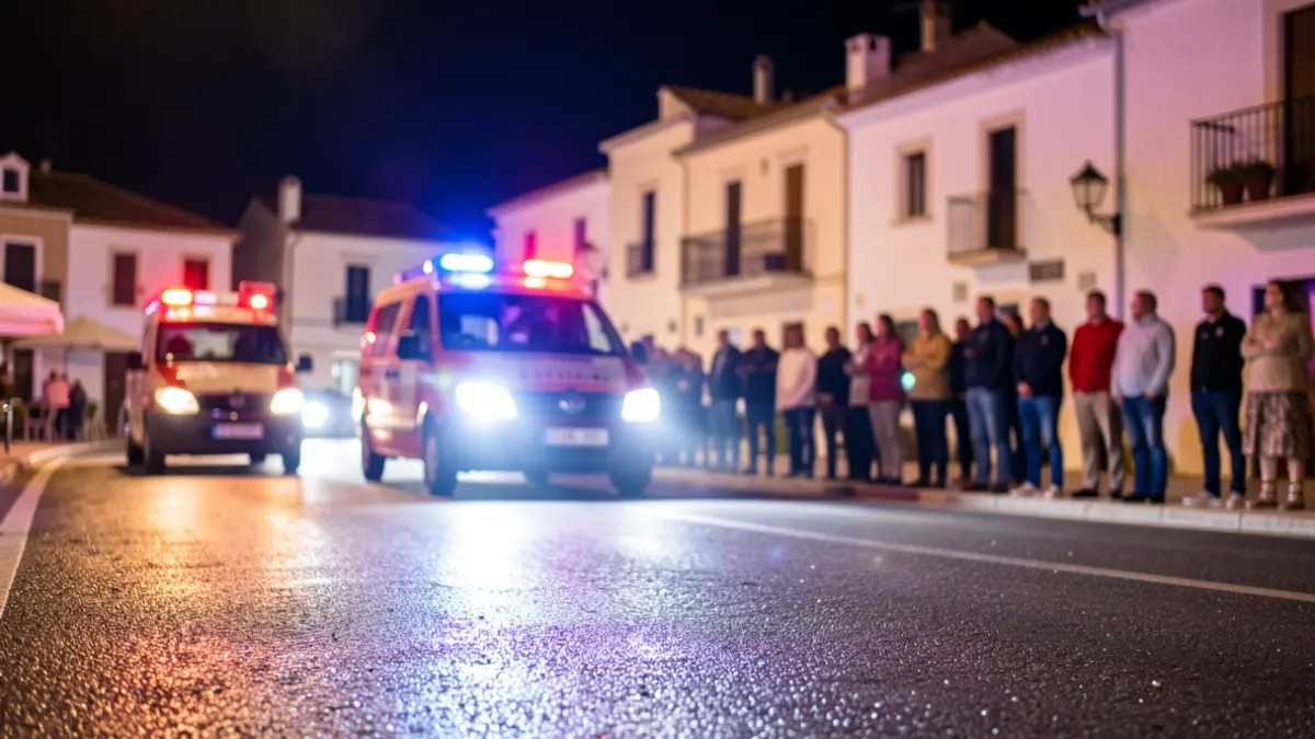 Generic image of emergency lights reflecting on wet asphalt at night in Peñíscola.
