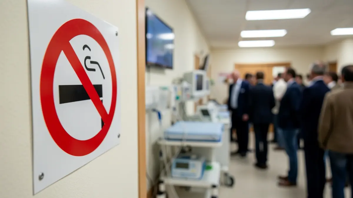 Generic image of a 'No Smoking' sign in a hospital.
