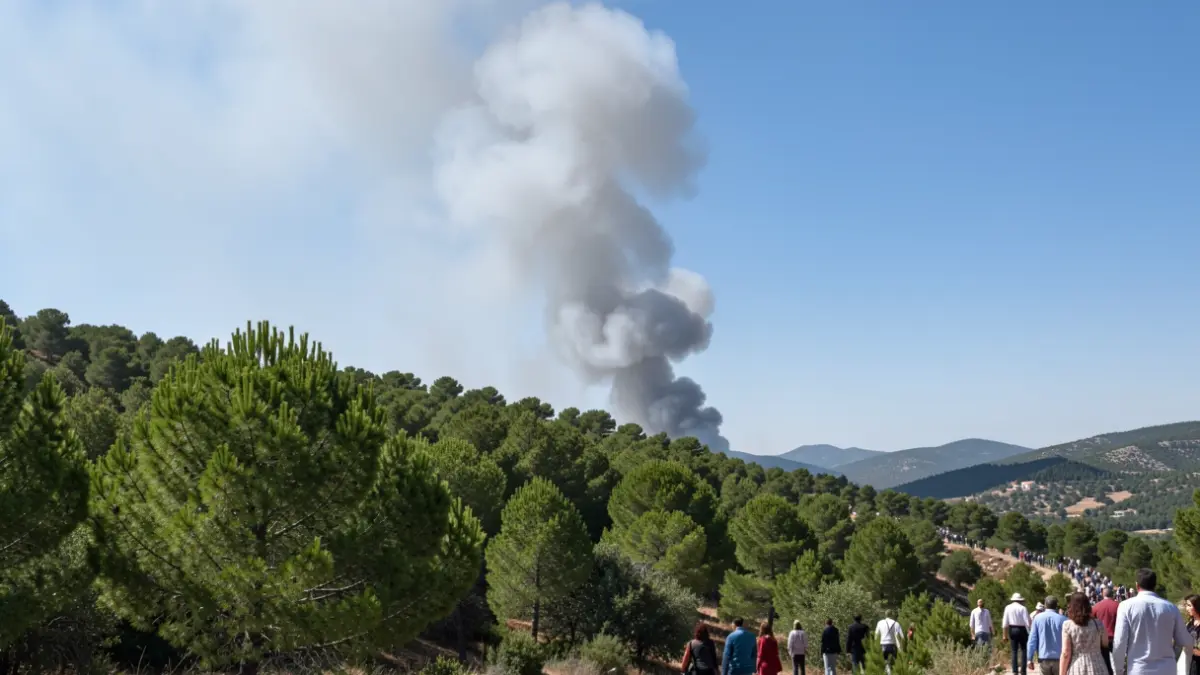 Generic image of smoke from a forest fire on a Mediterranean mountain.