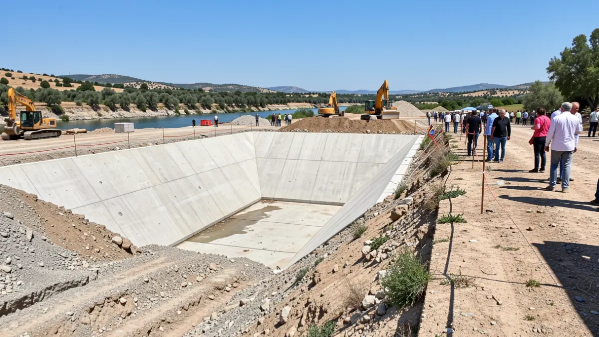 Imagen genérica de obras hidráulicas en un río.