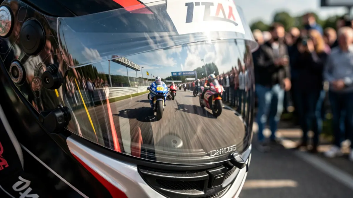 Imatge genèrica d'un casc de moto de competició.