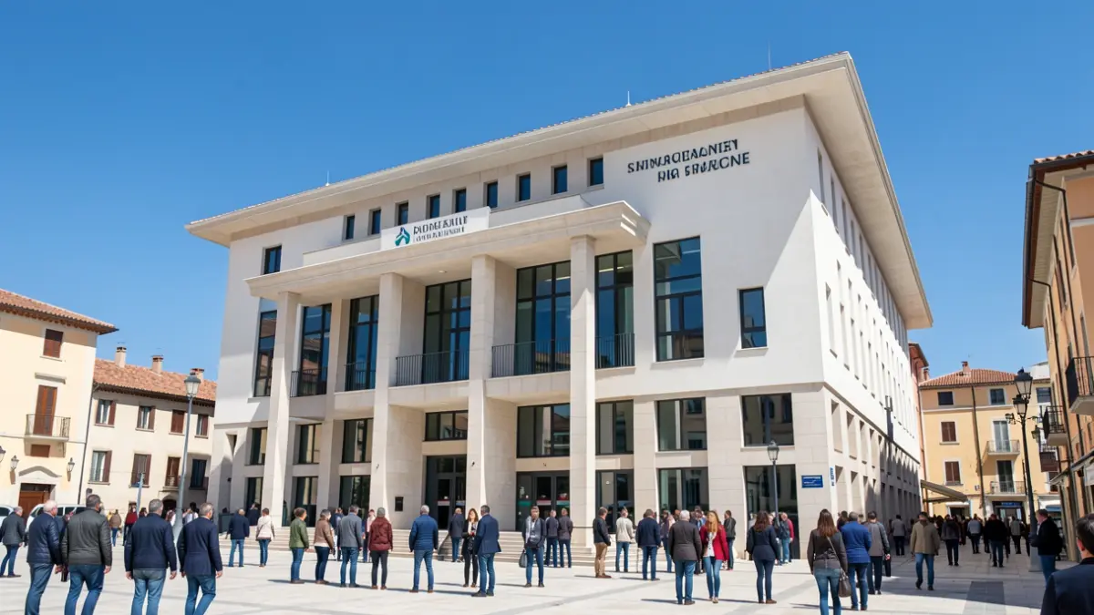 Imagen genérica de un ayuntamiento con elementos de arquitectura mediterránea.