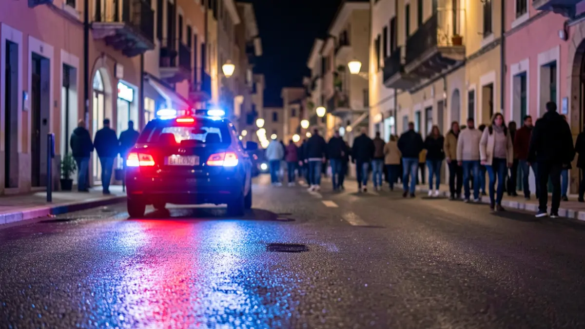 Generic image of police emergency lights reflecting on wet asphalt at night.