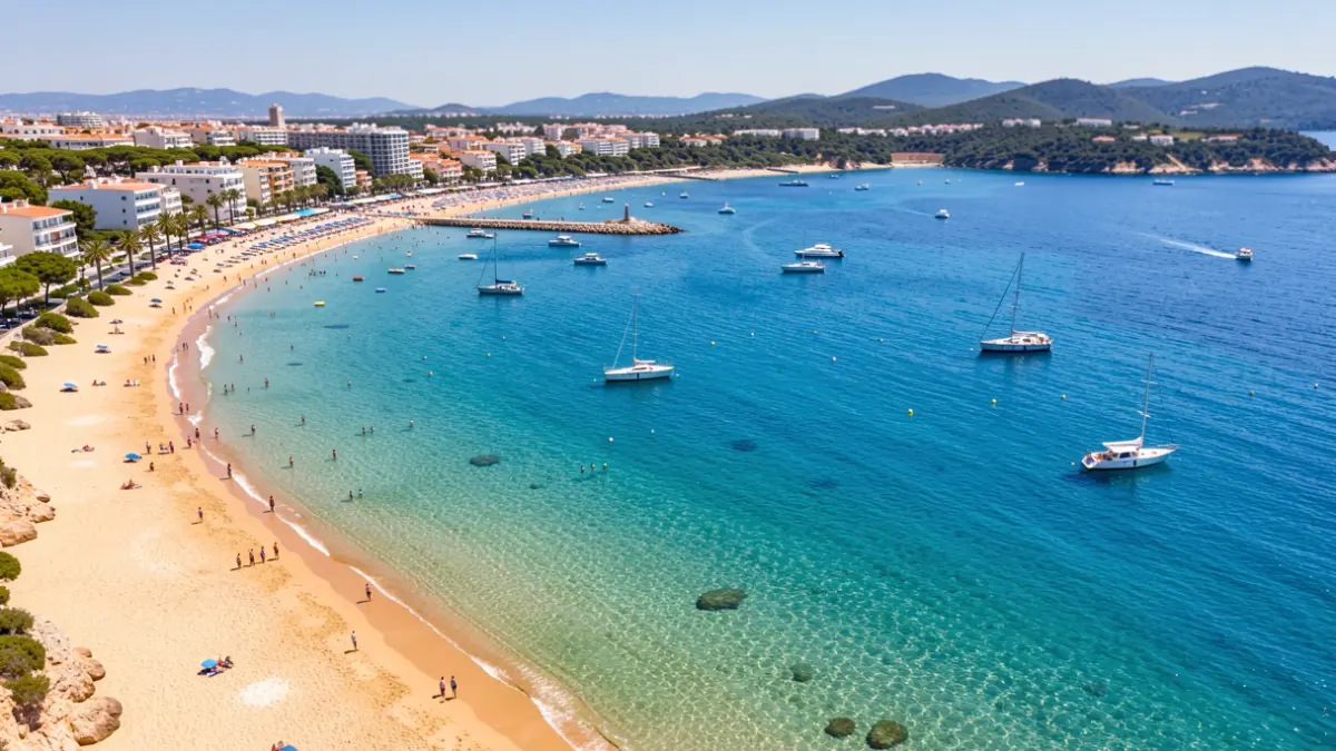 Aerial view of the Mediterranean coast in the Valencian Community with beaches.