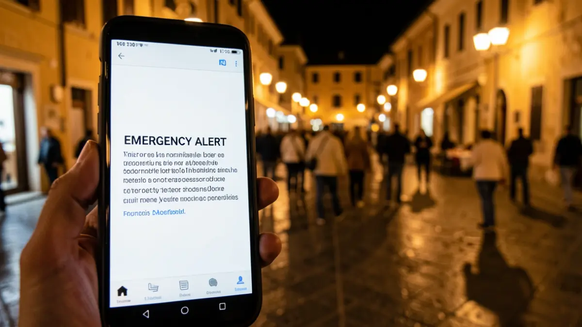 Generic image of a mobile phone displaying an emergency alert.