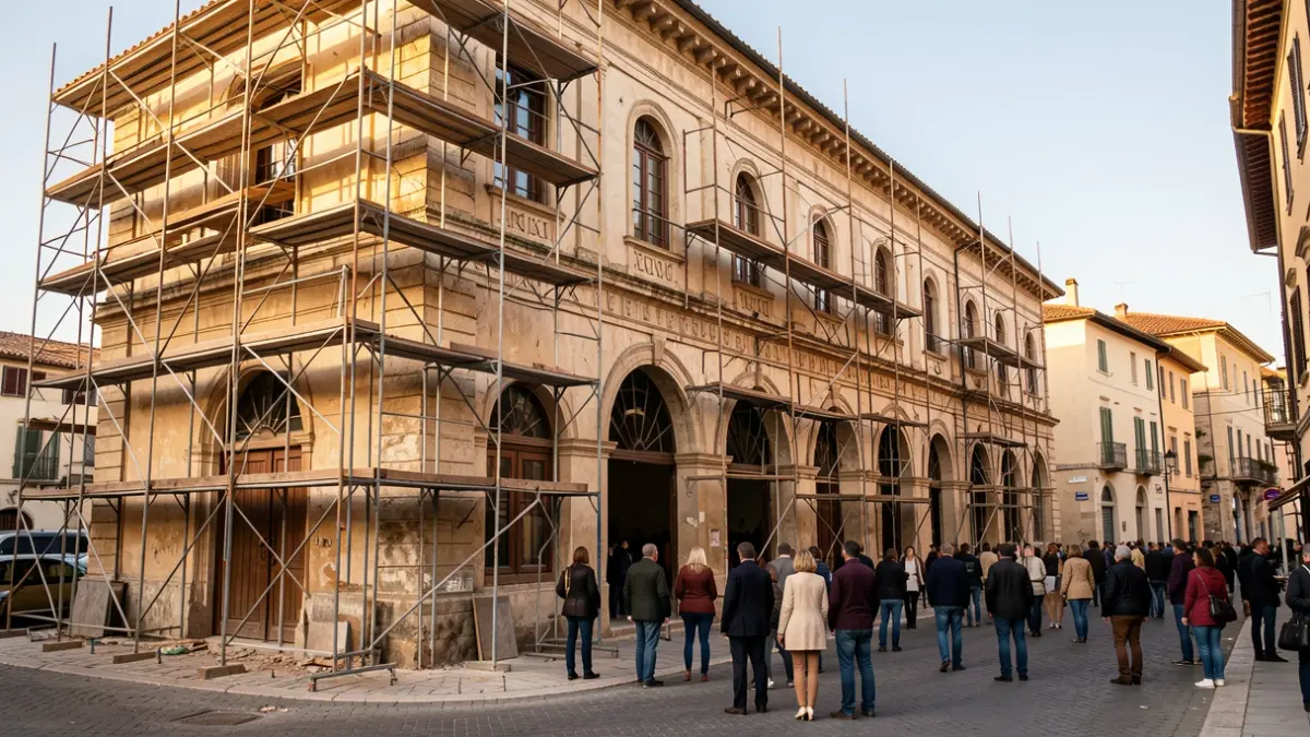 Imatge genèrica d'un edifici patrimonial en obres de restauració.
