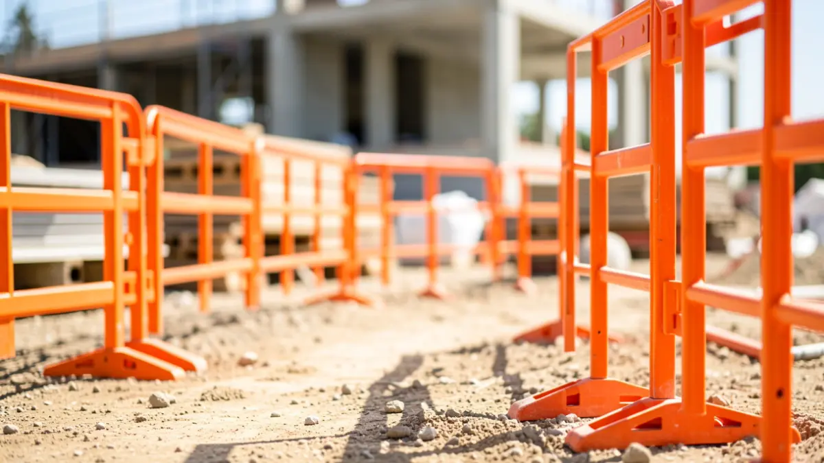 Imagen genérica de obras públicas con barreras de seguridad naranjas.