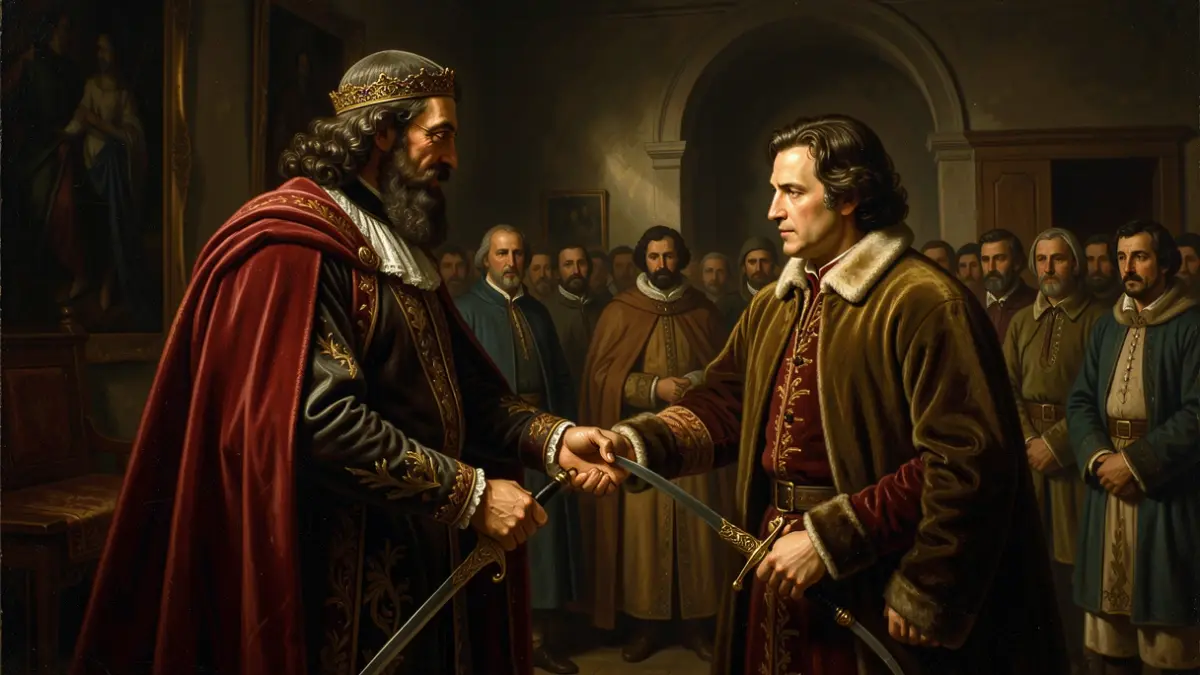 Detalle de un cuadro histórico sobre los últimos momentos de Jaime I.