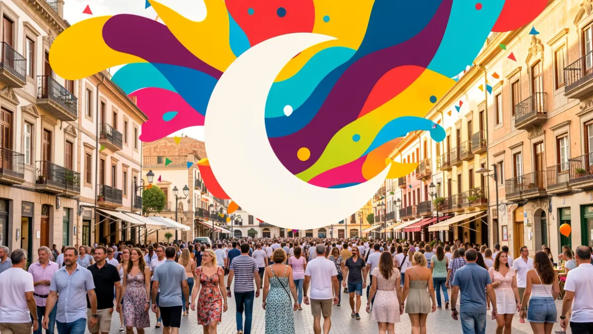 Imatge genèrica de disseny gràfic per a la Feria de Julio de València amb una lluna com a element central.