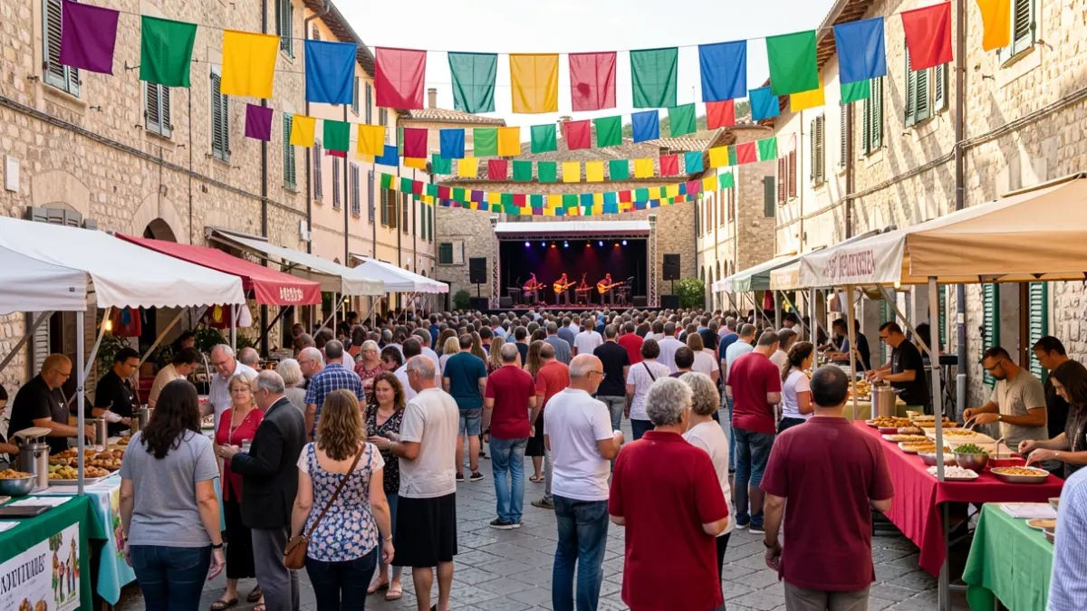 Imagen genérica de una fiesta popular con música y actividades familiares.