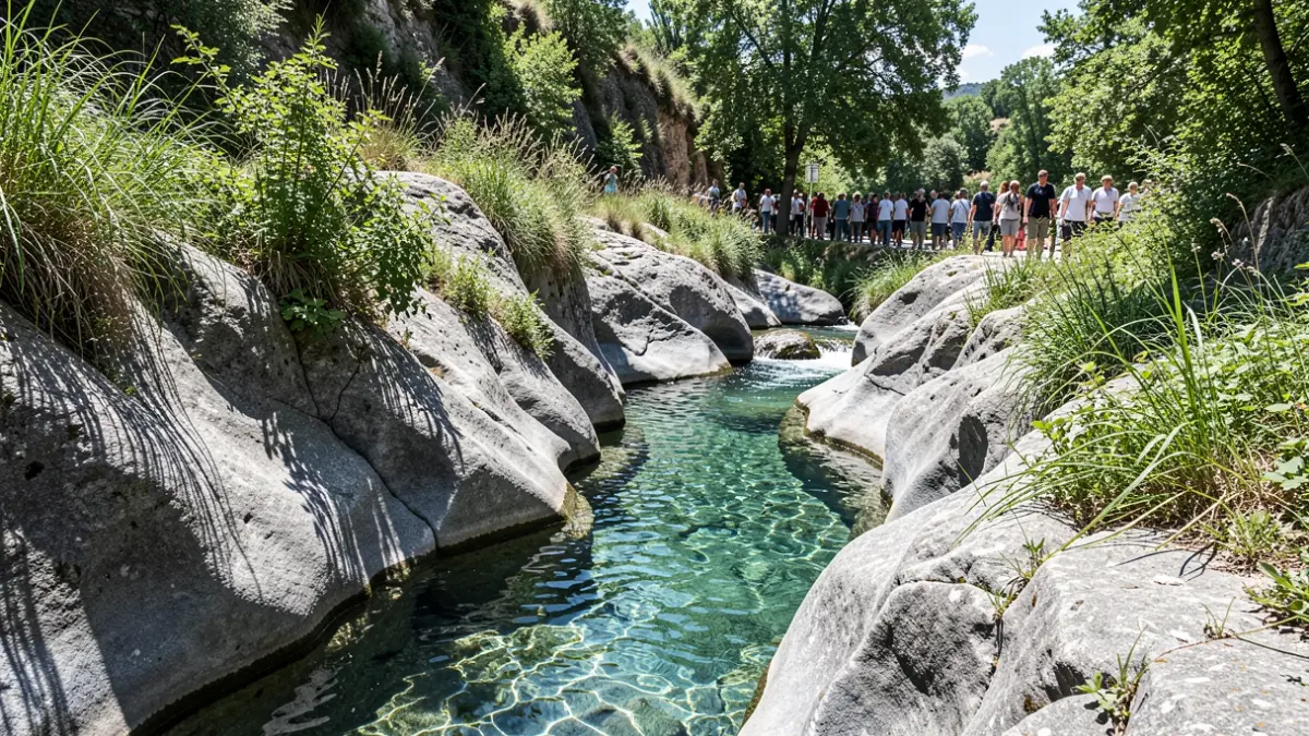 Generic image of a natural spot with crystal clear water and rock formations.