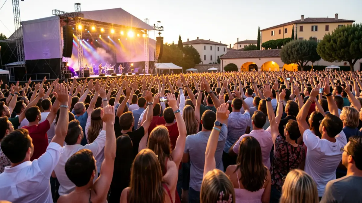 Generic image of a large outdoor concert at dusk.