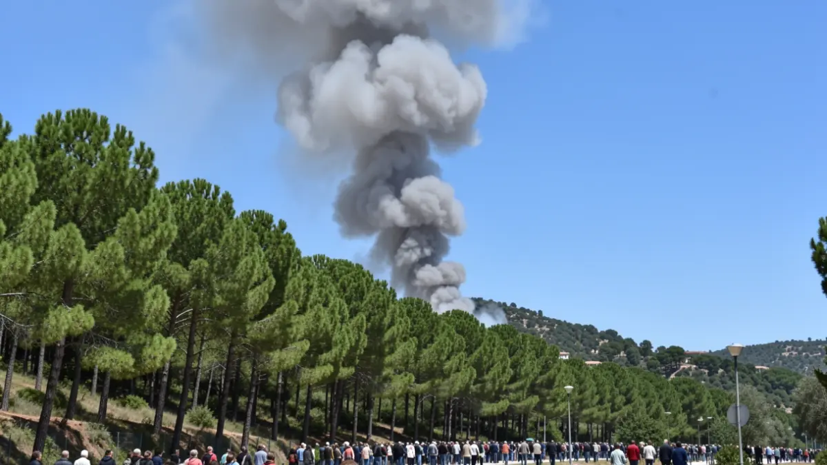 Generic image of forest fire smoke over a mountain.