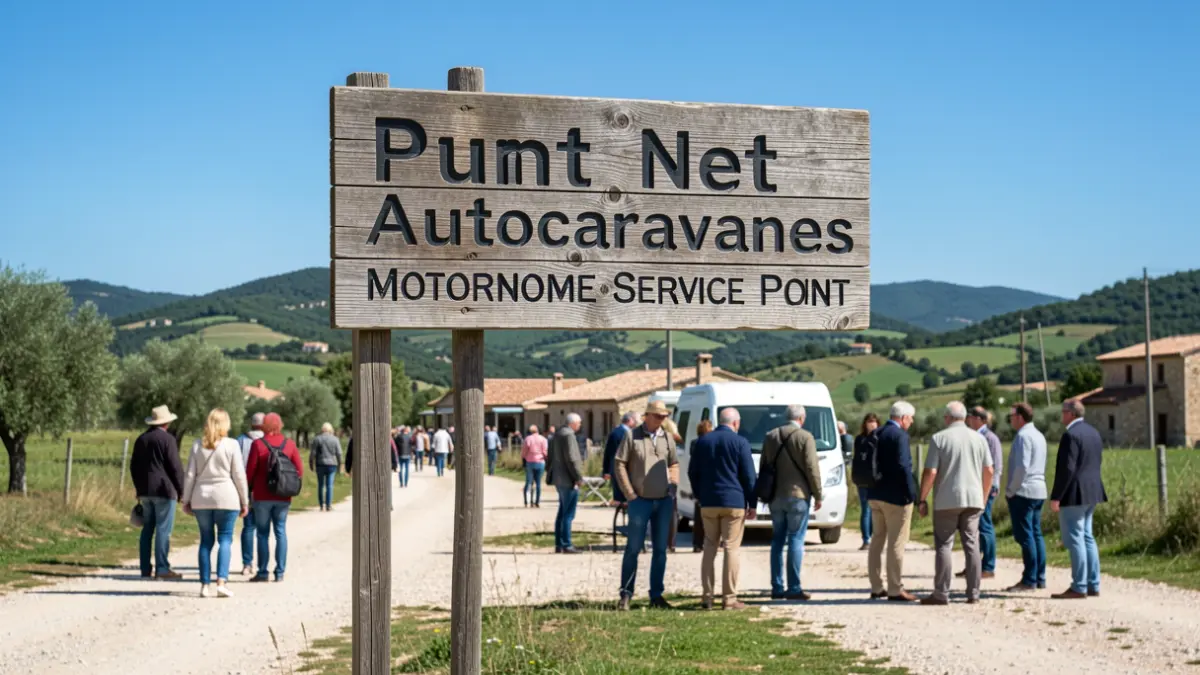 Generic image of a motorhome service point in a rural Valencian setting.