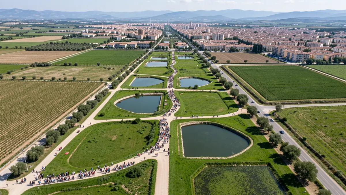Generic image of a green corridor with water absorption areas.