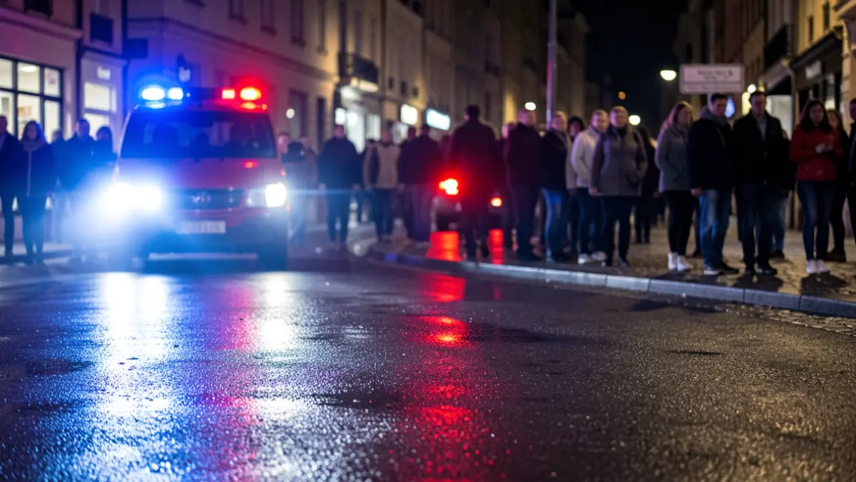 Generic image of police emergency lights in a night urban setting.