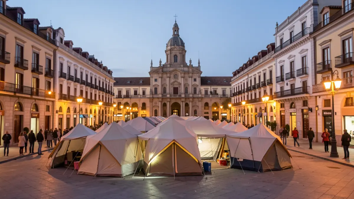 Imatge genèrica d'una acampada a la Plaça de la Verge de València.