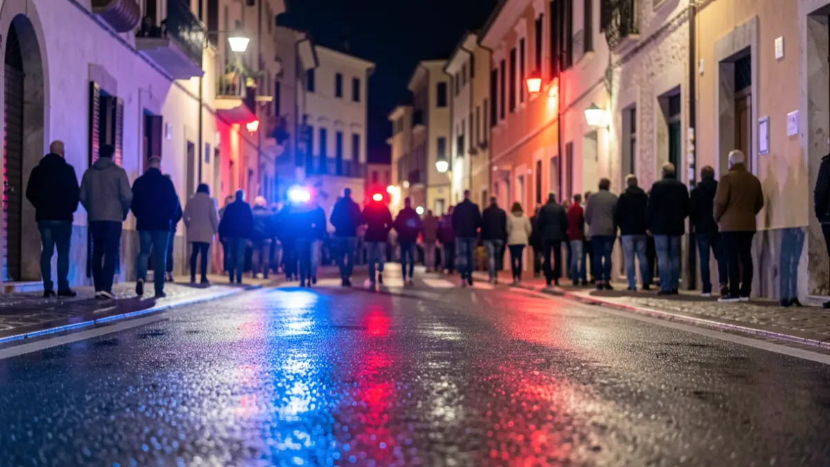 Generic image of police emergency lights reflecting on wet asphalt at night.