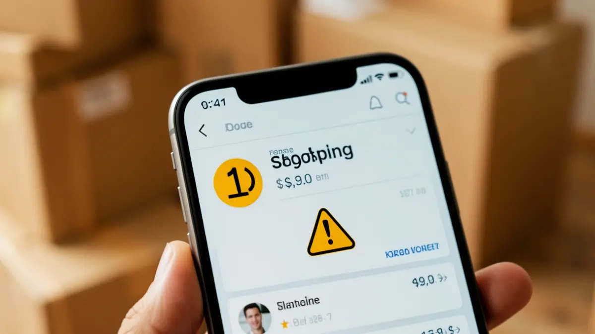 Generic image of a mobile phone screen displaying an online shopping app with a price warning.
