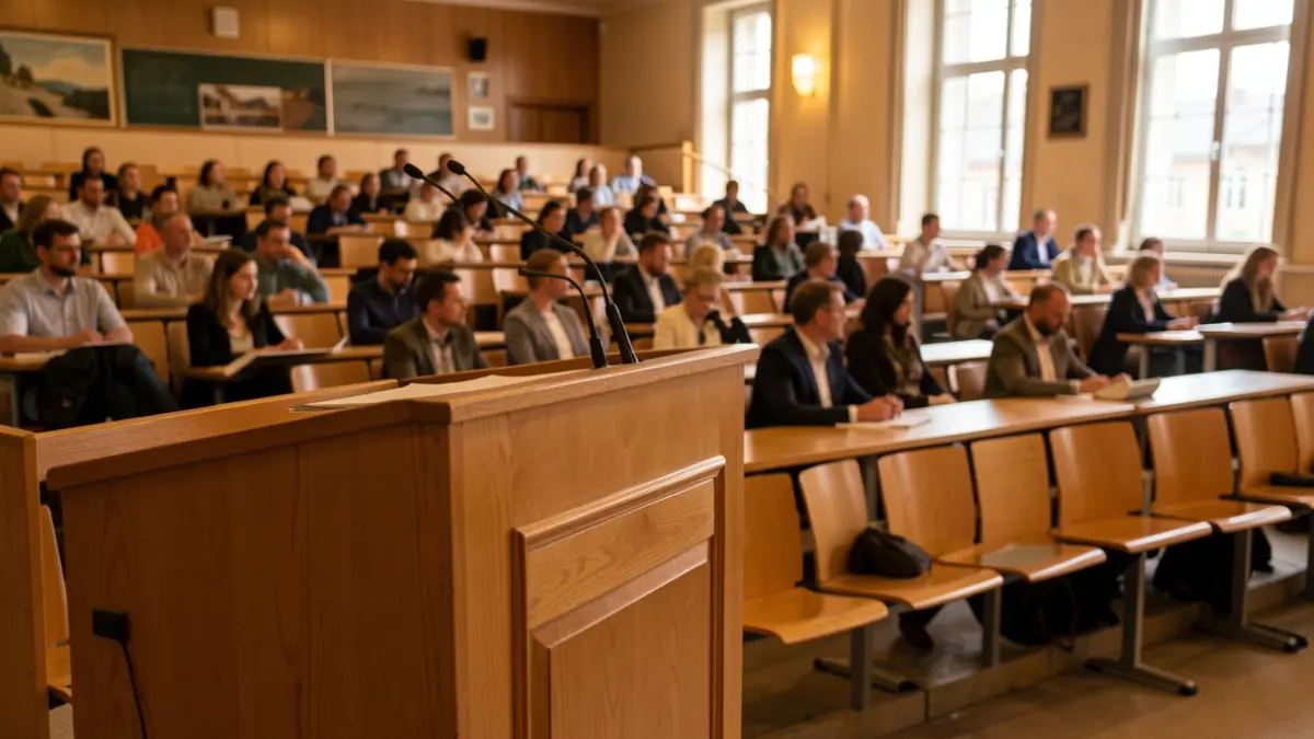 Imatge genèrica d'una sala de conferències universitària.