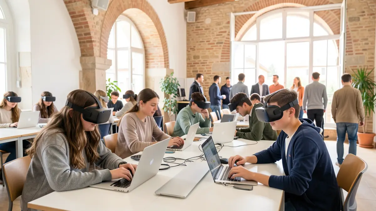 Jóvenes participantes en un Coding Camp sobre realidad extendida en la Universitat Jaume I.