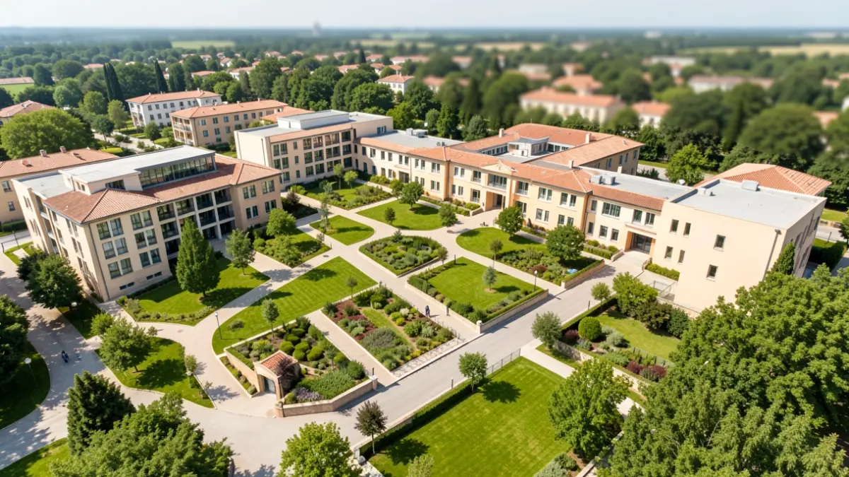 Generic image of a university campus with buildings and green areas.