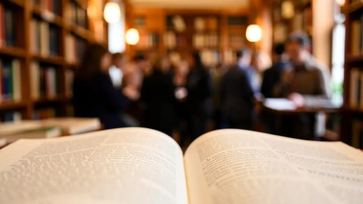 Imatge genèrica d'un interior de biblioteca amb llibres i llum càlida.