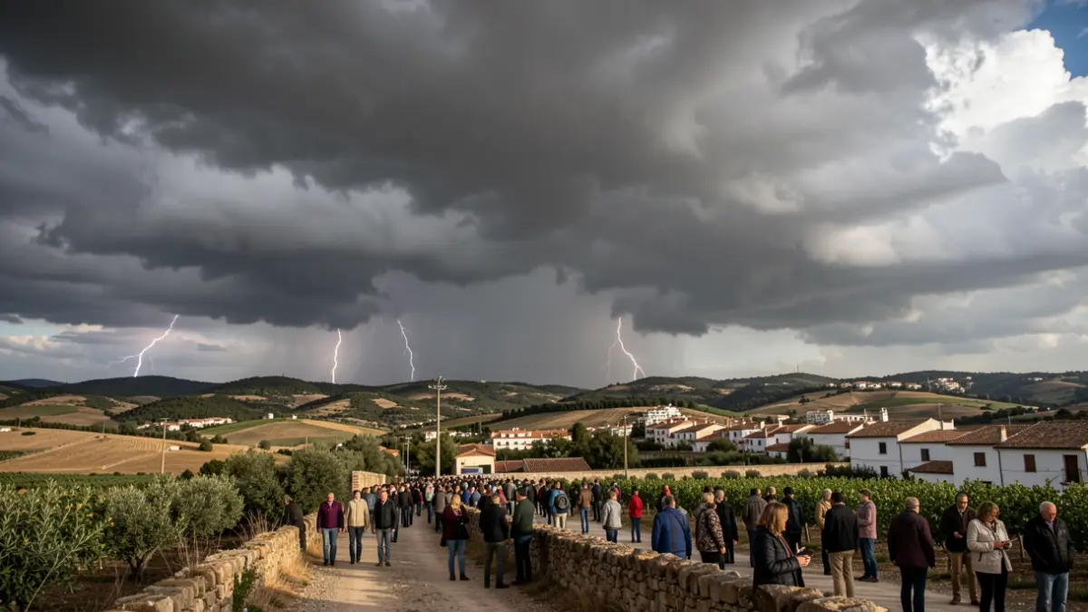 Imagen genérica de nubes de tormenta sobre un paisaje rural.
